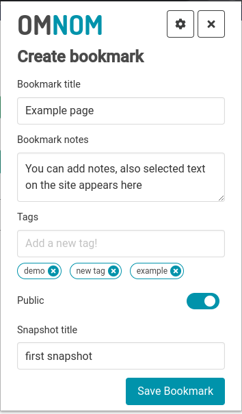 Omnom extension popup